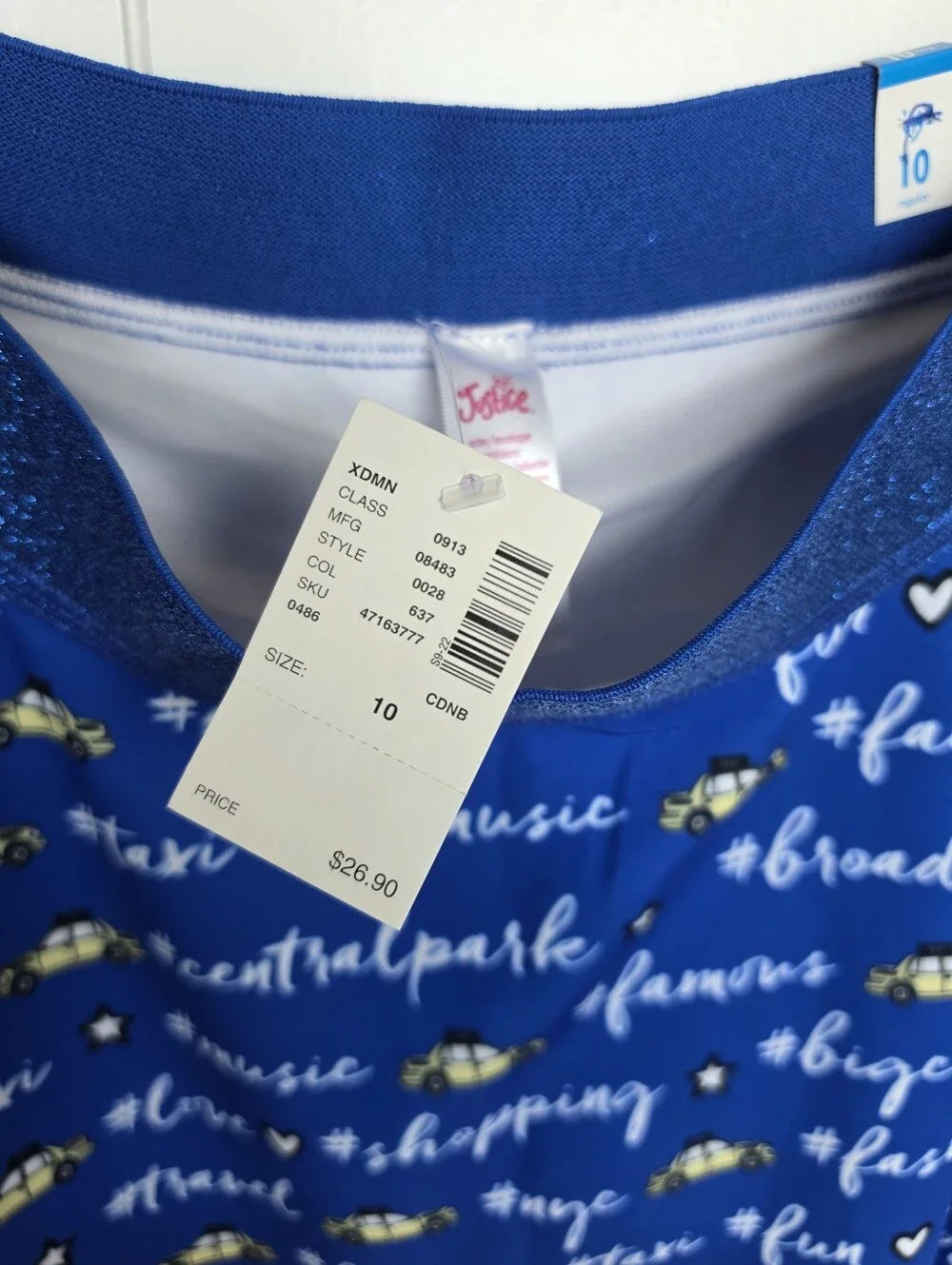 Justice Skort Kids Size 10 Cobalt Blue NYC Print Glitter Waist‎ Activewear
